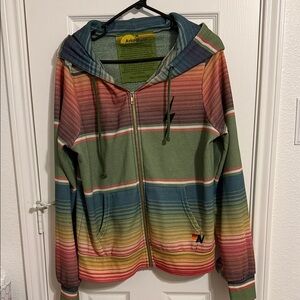 Aviator Nation Blue and Green Striped Hoodie